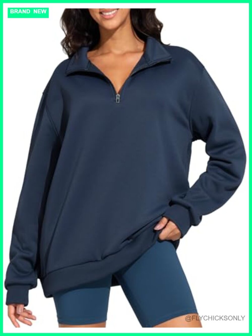 Women's Oversized Half Zip Fleece Pullover Sweatshirt Long Sleeve